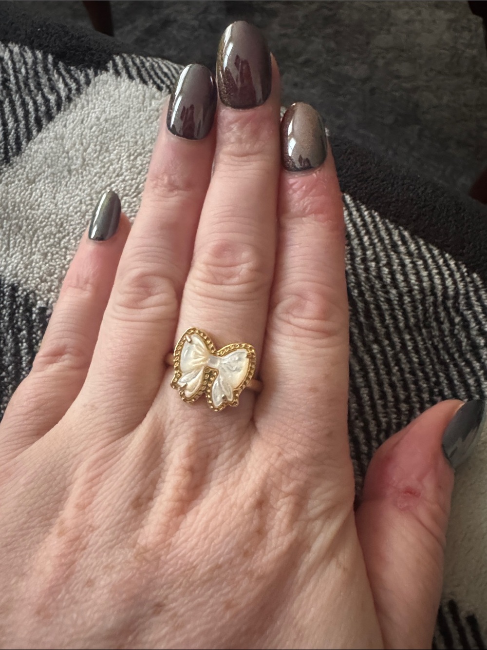 Kendra Scott Gold Butterfly Ring with White Inlay